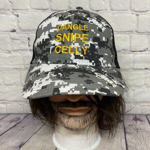 Dangle Snipe CELLY Digital Camo Trucker hat Mesh Cap Snapback Black White Hockey